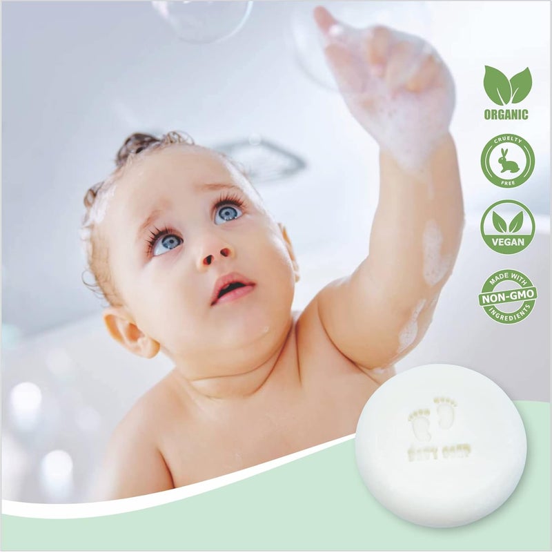 Relaxcation Unscented Baby Soap Bar - 4 Simple Ingredients - ORGANIC Coconut Oil, Olive and Castor Oil, and Moisturizing Cocoa Butter - All Natural Cold Process Soap Bar For Newborn, Baby, Kids - Image 5